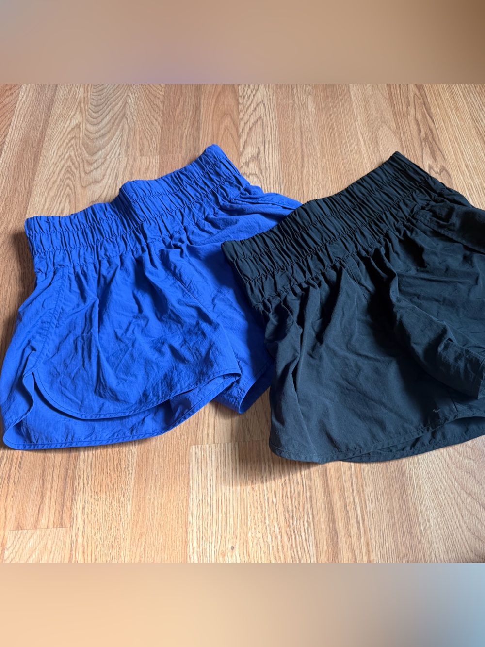 Zenana Smocked High Waist Shorts Duo Royal Blue & Black medium